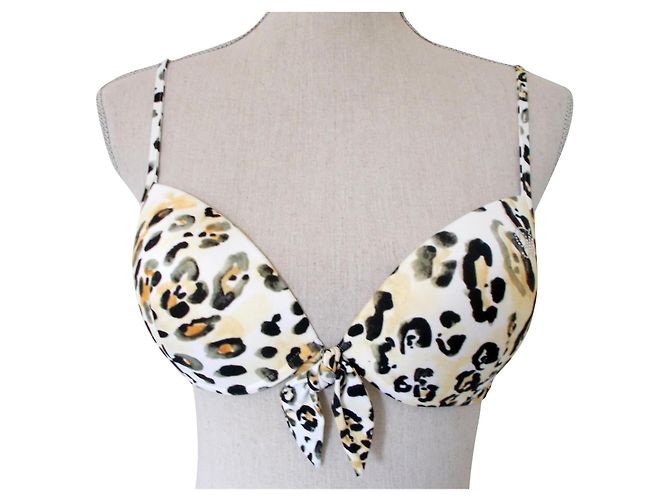 Sujetador Push Up Blumarine Estampado Leopardo Beige Crudo