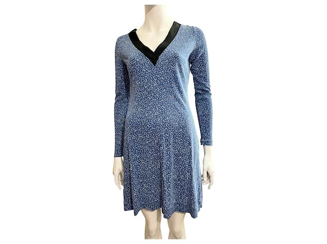 Diane Von Furstenberg DvF silk jersey dress in sky blue with pattern  ref.878536