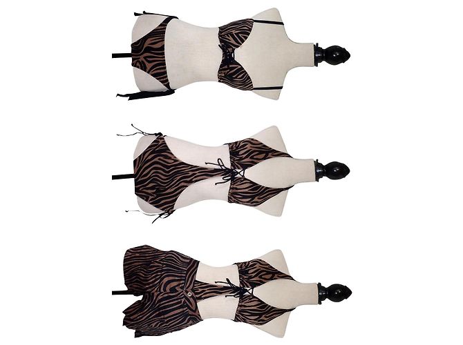 Autre Marque Set Trikini e Costume da Bagno The Savage Zebra Nera e Marrone Nero