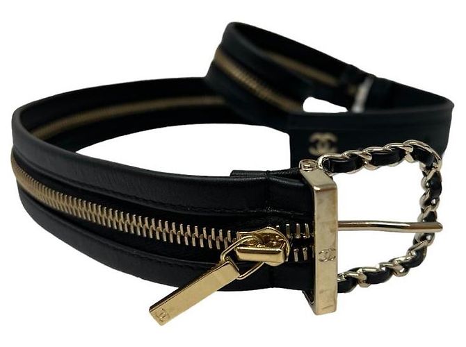 Chanel Cruise Belt Black Leather Gold Hardware
