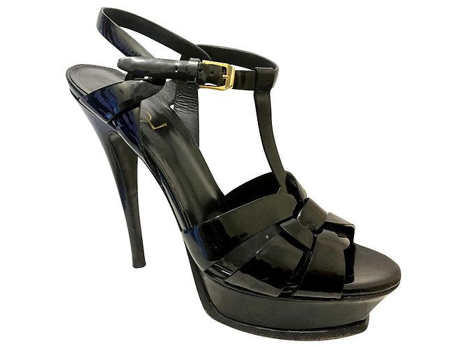 Saint Laurent Tacones tributo de charol Negro