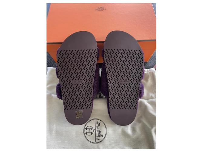 Hermès Sandals Purple Faux fur ref.878859 - Joli Closet