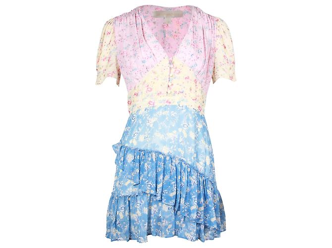 LoveShackFancy Bea Patchwork-Blumenkleid aus mehrfarbiger Seide