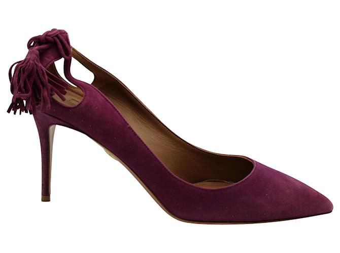 Aquazzura Forever Marilyn Tassel Pumps in Purple Suede  ref.878892