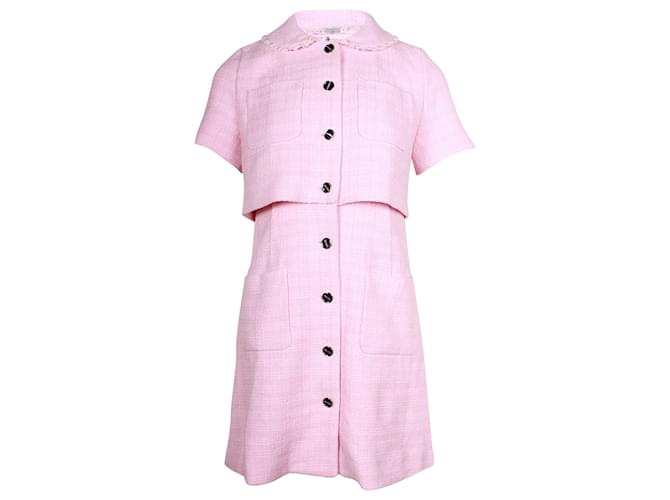 Vestido camisero de manga corta de algodón rosa Sandro Paris  ref.878899