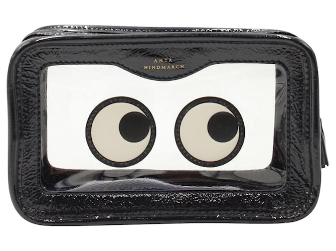 Anya Hindmarch Eyes Rainy Day Make-Up Bag in Navy Blue Leather  ref.878914