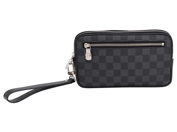 Louis Vuitton Alpha Clutch in Damier Graphite Grey Leather Black