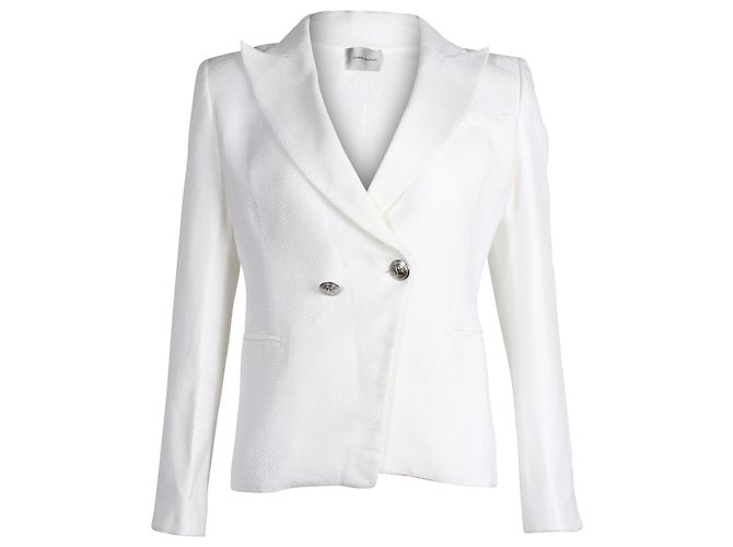 Blazer Pierre Balmain con risvolto a lancia e petto foderato in cotone bianco
