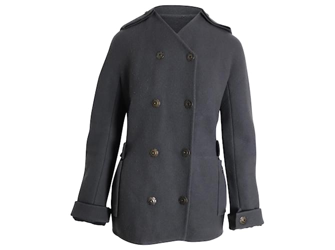 Lanvin Double-Breasted Coat in Grey Wool  ref.878967