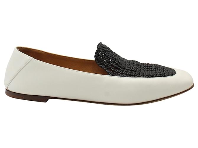 Chloé Olene Two-Tone Loafers in White Leather  ref.878972