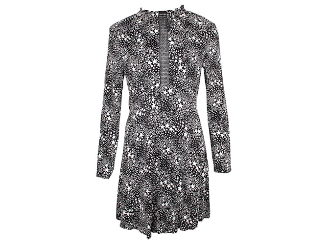 Maje Star Print Mini Dress in Black Cupro Cellulose fibre  ref.878997