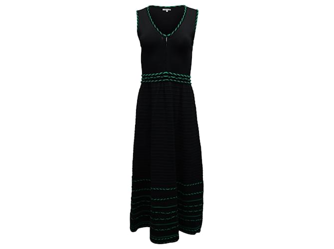 Maje V-Neck Sleeveless Midi Dress in Black Viscose Cellulose fibre  ref.879007