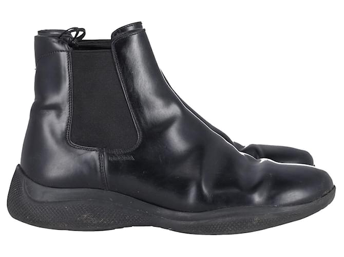 Prada Toblach Chelsea-Stiefel aus schwarzem Leder  ref.879020