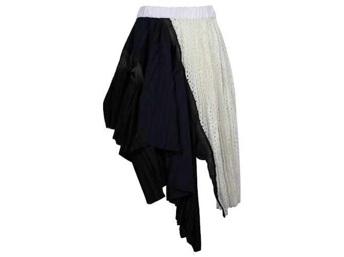 Sacai Lace Pleated Asymmetric Deconstructed Skirt in Multicolor Cotton Blend Multiple colors  ref.879023