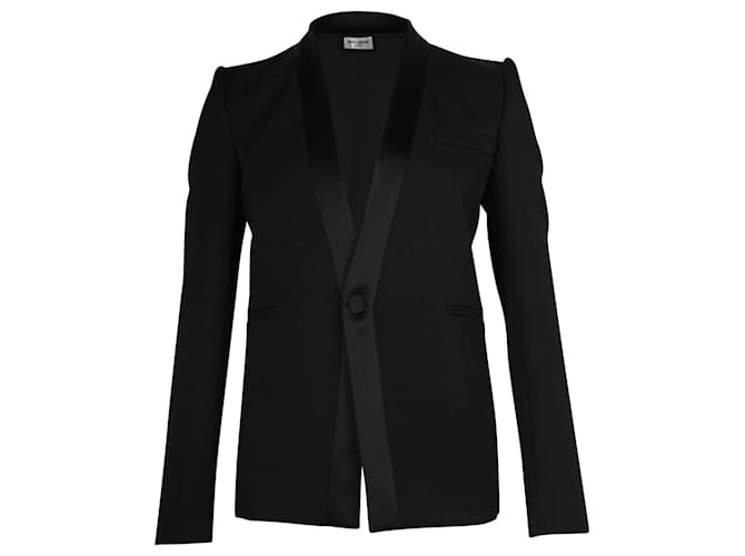 Saint Laurent Tailored Tuxedo Blazer in Black Wool  ref.879030
