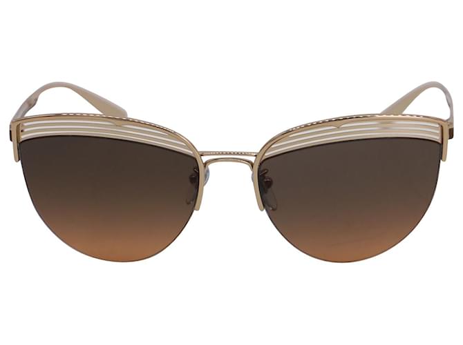 Bulgari Bvlgari BV6118 201418 Cat-Eye-Sonnenbrille mit Aussparungen aus goldfarbenem Metall Pink  ref.879047