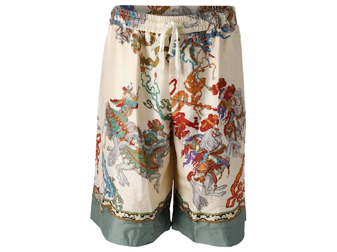 Gucci Warrior Print Bermuda Shorts in Multicolor Silk  ref.879055