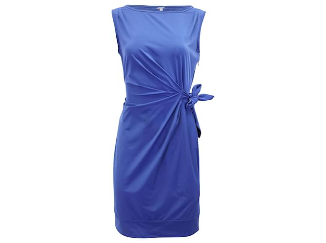 Diane Von Furstenberg Side Tie Sleeveless Mini Dress in Blue Polyamide  ref.879062
