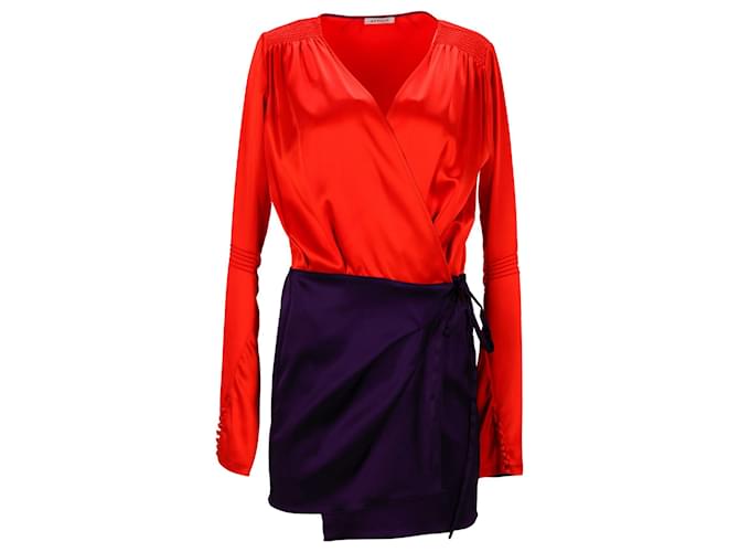 Autre Marque The Attico Colorblock Wrap-Style Mini Dress en Acétate Rouge-Bleu Acetate Fibre de cellulose  ref.879068