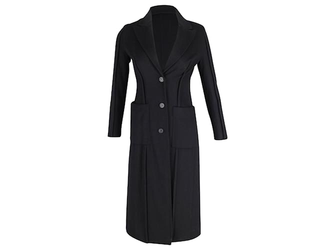 Salvatore Ferragamo Single-Breasted Long Coat in Black Cashmere Wool  ref.879078