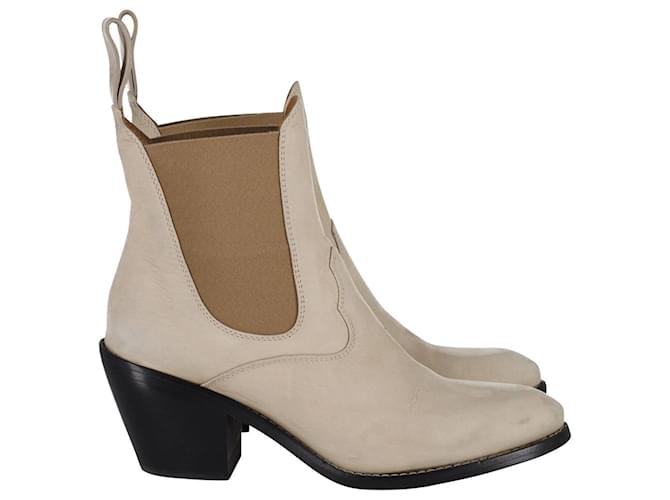 Chloé Ankle Boots in Beige Suede  ref.879081