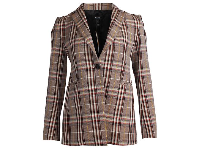Blazer scozzese Theory Power Bexley in lana marrone