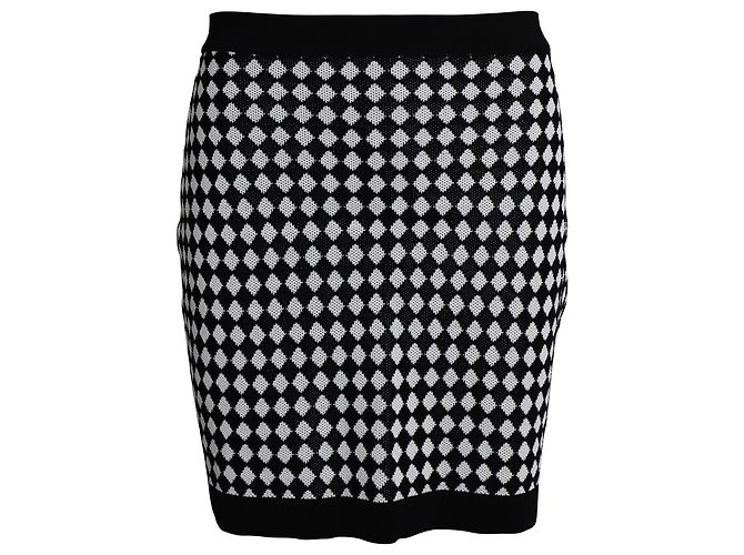 Balmain Checked Pencil Skirt in Multicolor Viscose Python print