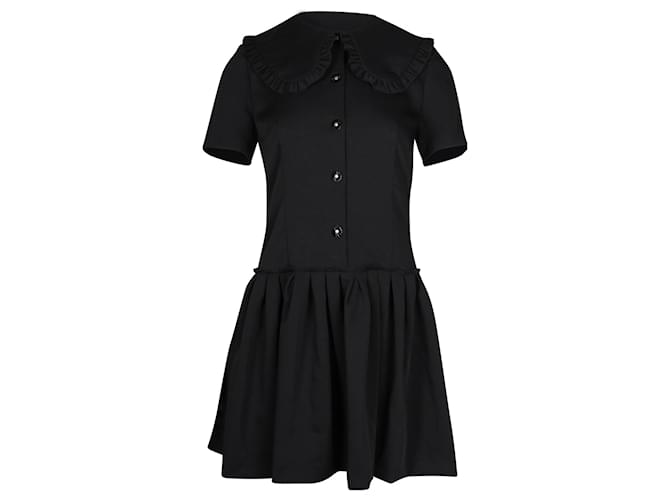 Sandro Pleated Twill Mini Dress in Black Polyester  ref.879100