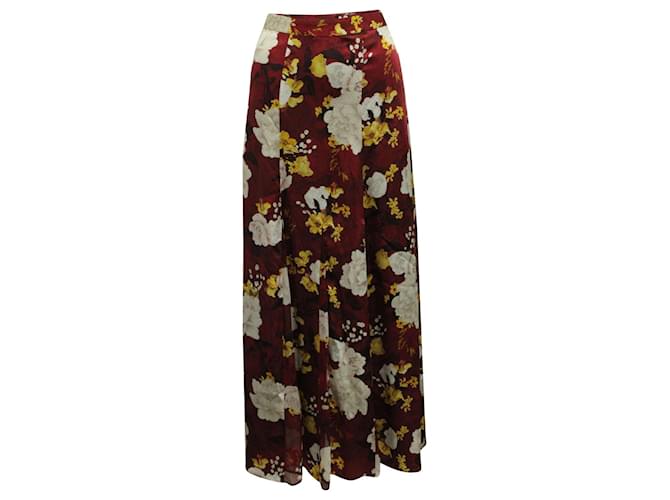 Alice + Olivia Floral Print Maxi Skirt in Multicolor Silk  ref.879113