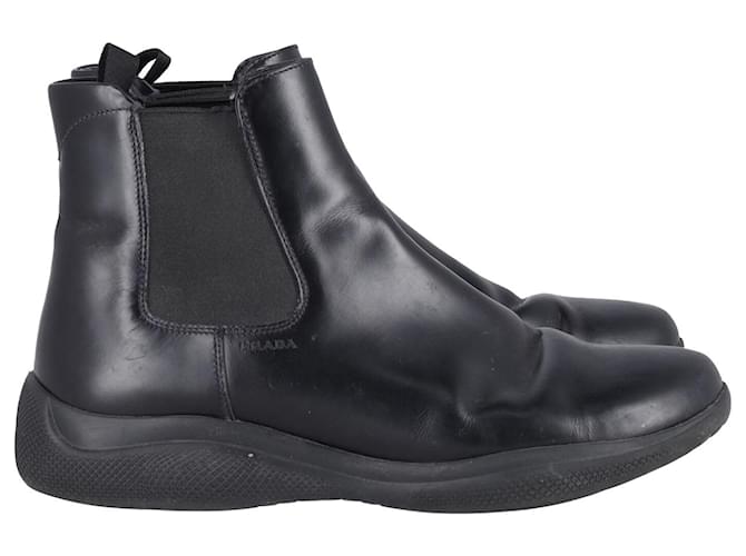 Prada Toblach Chelsea-Stiefel aus schwarzem Leder  ref.879123