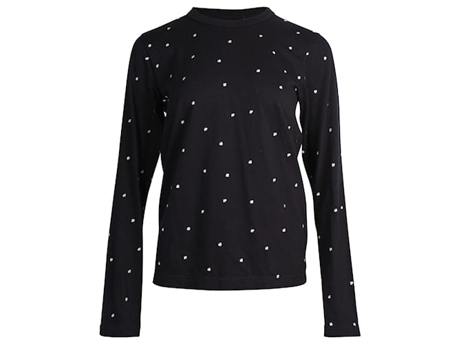 Comme Des Garcons Embroidered Polka Dot Long Sleeve Top in Black Cotton  ref.879134