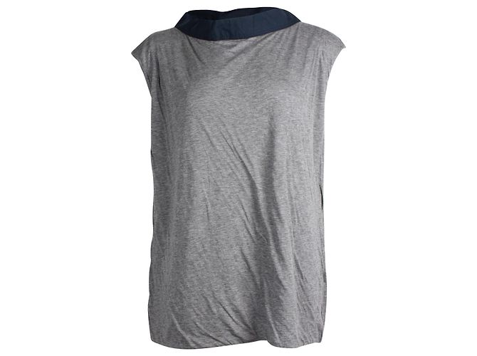 Marni Top à Col Contrasté et Mancherons en Jersey Gris