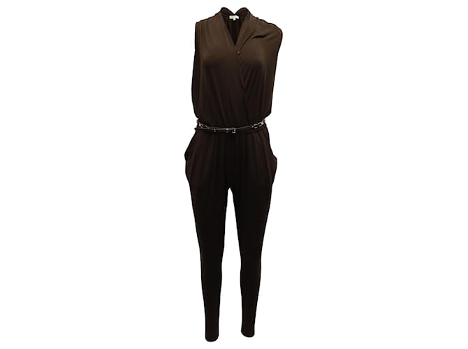 Michael Michael Kors Draped Jumpsuit in Brown Polyester  ref.879136