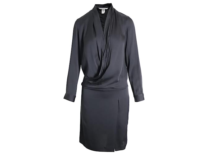 Minivestido estilo cruzado en seda negra de Diane Von Furstenberg Negro  ref.879140