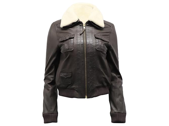 Sandro Paris Moto Jacket in Brown Leather  ref.879153