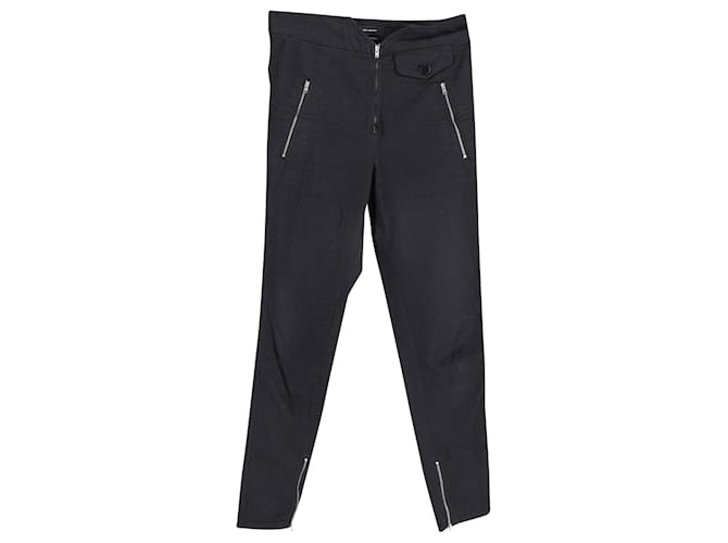 Pantalones con cremallera Isabel Marant de algodón negro  ref.879176
