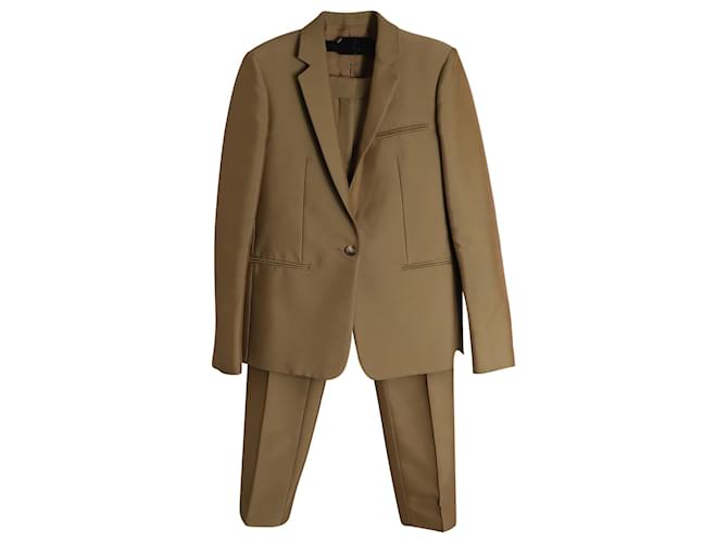 Céline Celine Blazer and Trouser Suit Set in Brown Polyamide  ref.879178