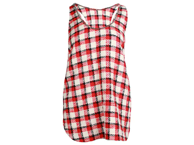 Autre Marque N°21 Racerback Plaid Tank Top in Red Print Cotton  ref.879190