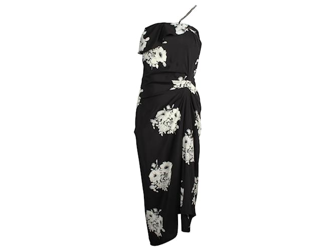 Autre Marque N°21 Chain-Embellished Floral Dress in Black Silk  ref.879191