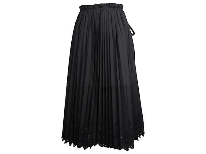 Falda midi plisada en poliéster negro de Comme Des Garcons  ref.879202