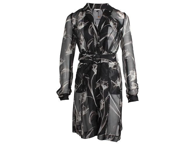 Jason Wu Blumenkleid mit Gürtel aus schwarzer Seide
