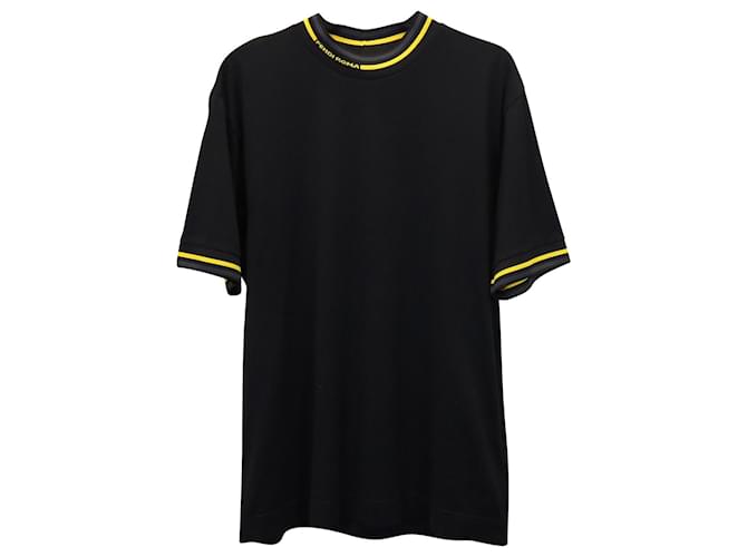 T-shirt Fendi Contrast Trim gola redonda em algodão preto  ref.879226