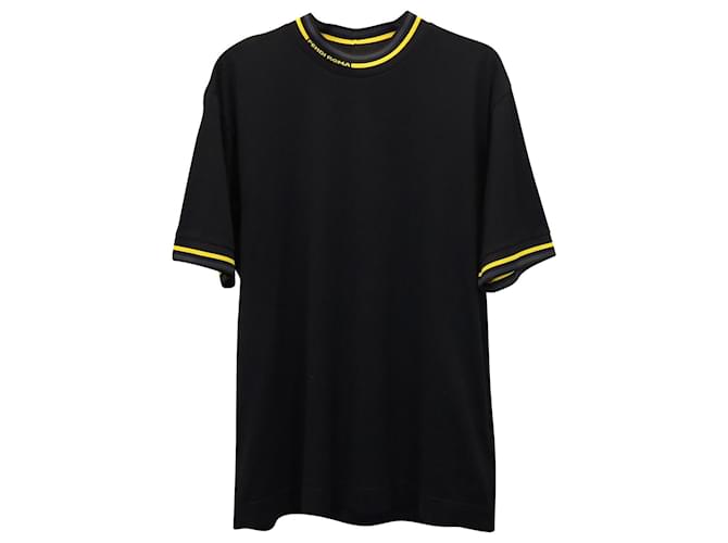 Fendi T Shirt mit Rundhalsausschnitt und Kontrastbesatz aus schwarzer Baumwolle ref.879226 Joli Closet