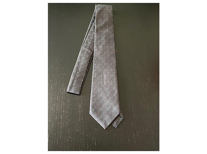 Cravatta Louis Vuitton in seta grigio scuro Logo LV a pois Grigio antracite