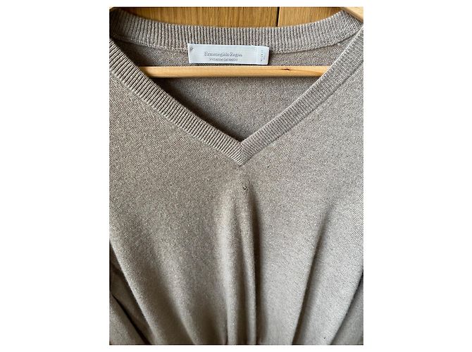 Ermenegildo Zegna Kaschmir Pullover V Ausschnitt Beige