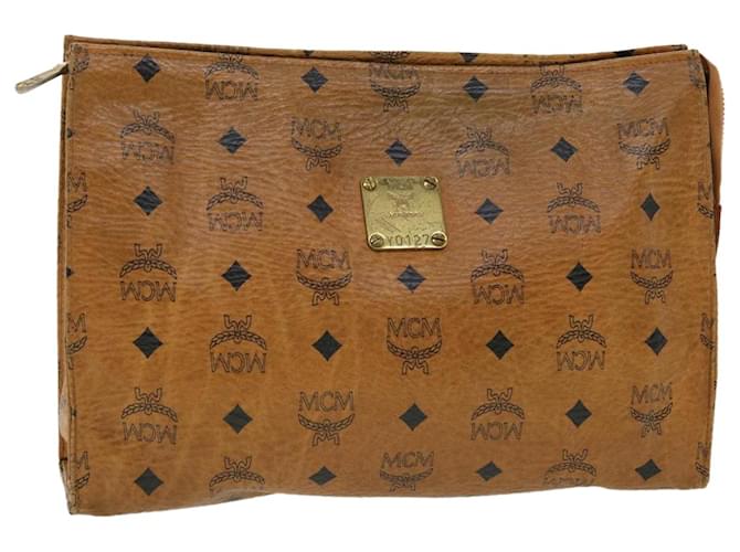 MCM Vicetos Logogram Clutch Bag PVC Leather Brown Auth bs4762  ref.879318