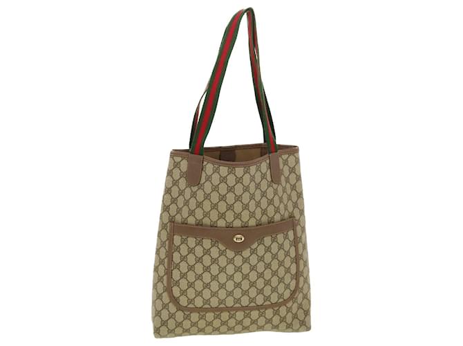 GUCCI GG Canvas Web Sherry Line Tote Bag Beige Red Green 002.123.6487 auth 39459  ref.879347