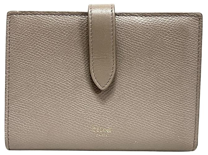 Céline Celine Medium Strap Wallet Beige Leather  ref.879837