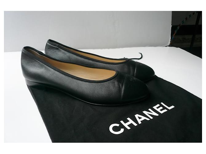 CHANEL Black leather ballet flats very good condition 41 IT ref.879896 -  Joli Closet