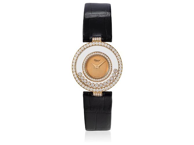 Chopard Happy Diamonds Relógio de Ouro 18K e Couro de Jacaré Gold hardware